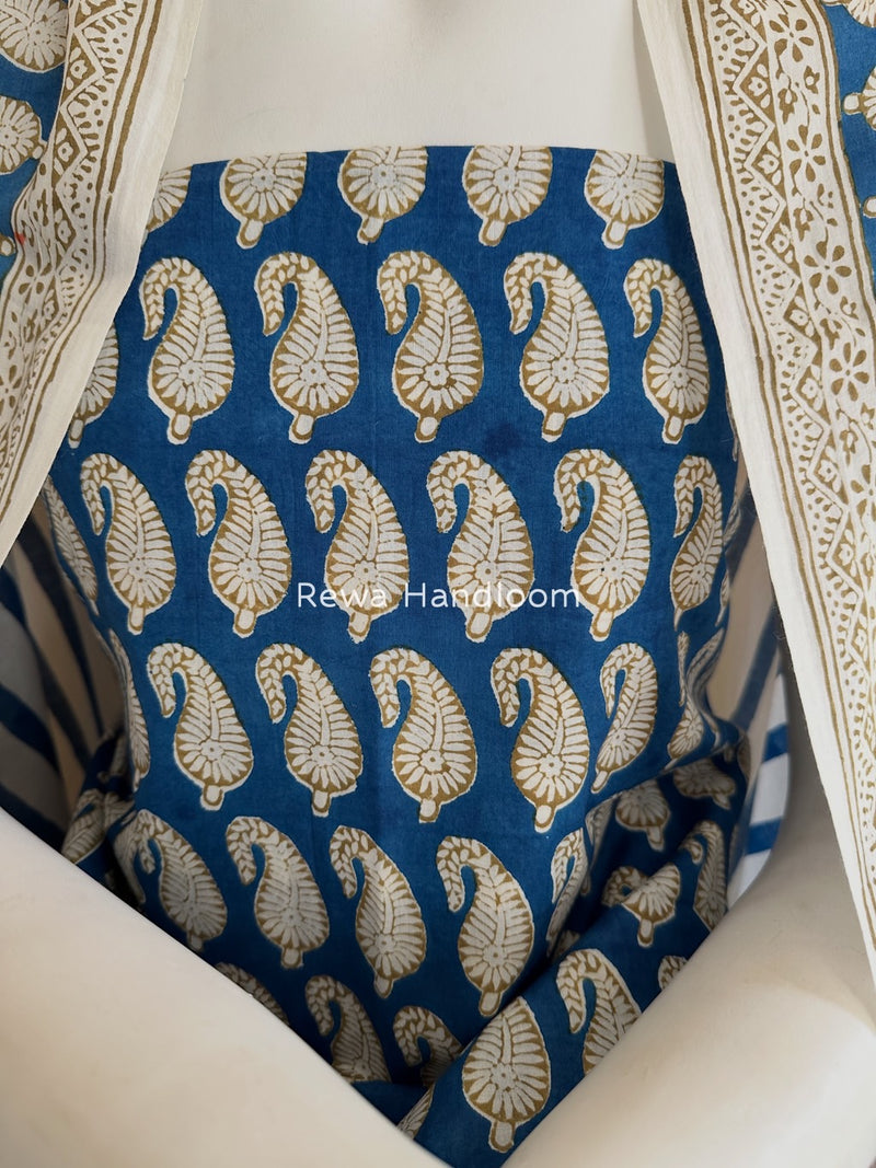 Blue-white Indigo Bagh Print Suit BCI064
