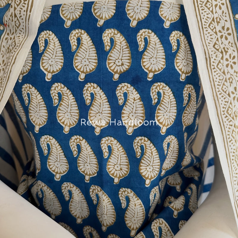 Blue-white Indigo Bagh Print Suit BCI064