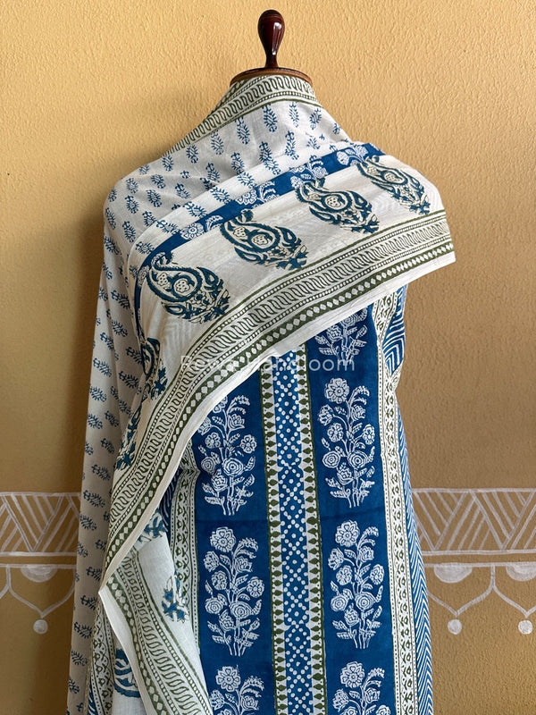 Blue-White Indigo Bagh Print Suit BCI022