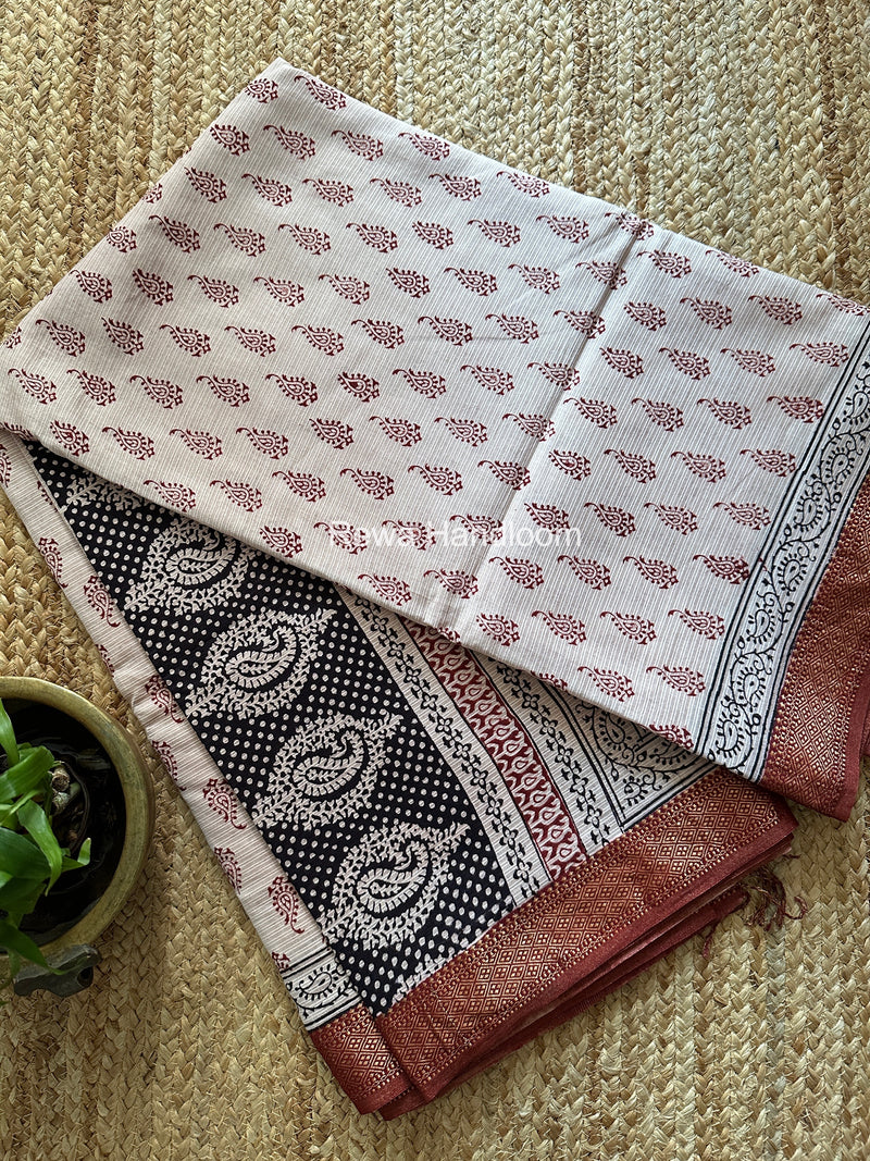 Maheshwari Bagh Print Small Border Saree