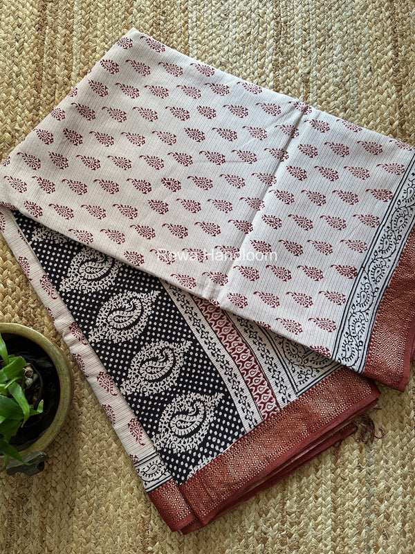 Maheshwari Bagh Print Small Border Saree