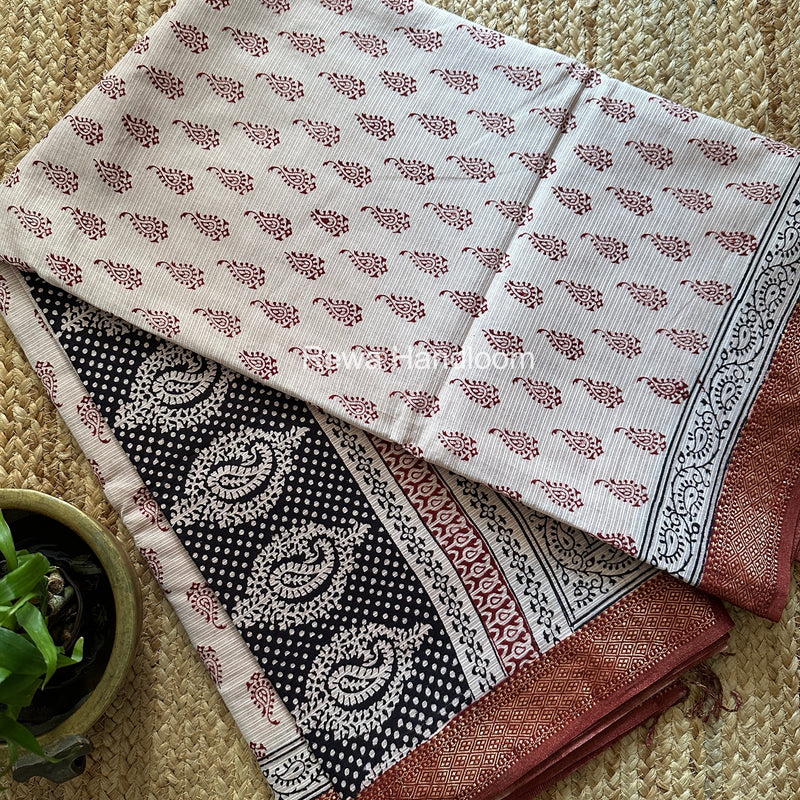 Maheshwari Bagh Print Small Border Saree