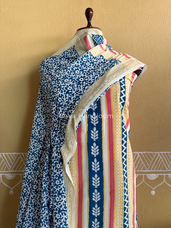 White-Blue Indigo Bagh Print Suit BCI021