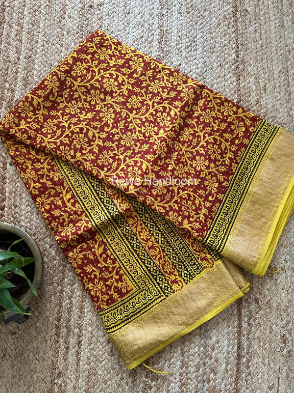 Maheshwari Bagh Print Small Border Saree