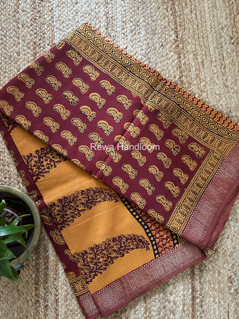 Maheshwari Bagh Print Small Border Saree