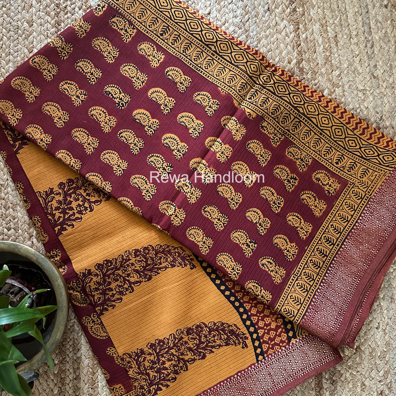 Maheshwari Bagh Print Small Border Saree