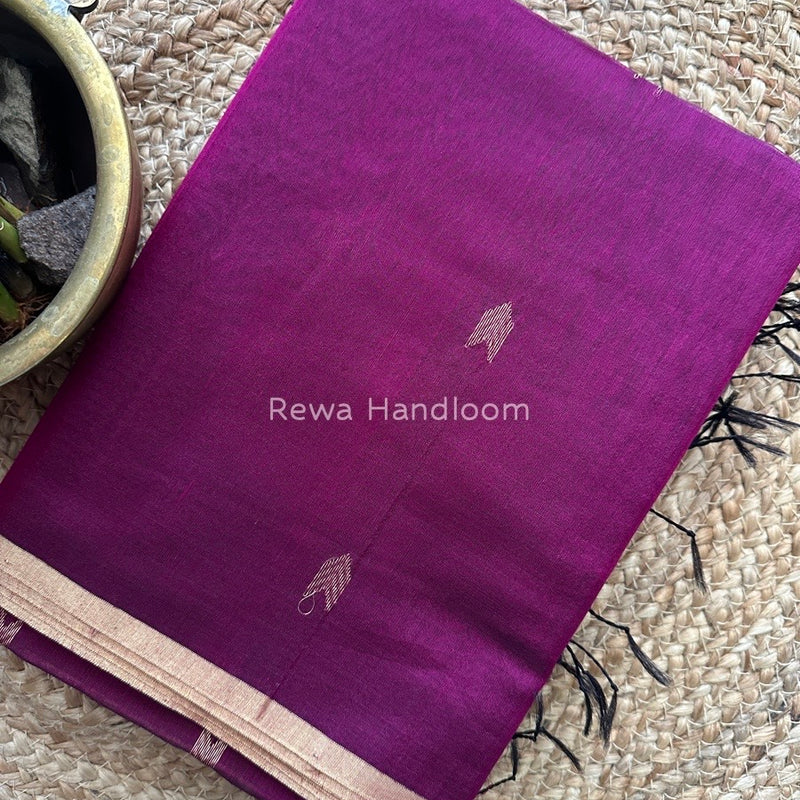 Magenta Zari Butti Maheshwari Saree VBS019