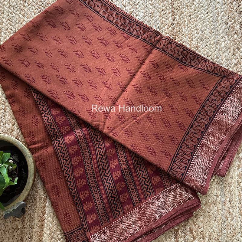 Maheshwari Bagh Print Small Border Saree
