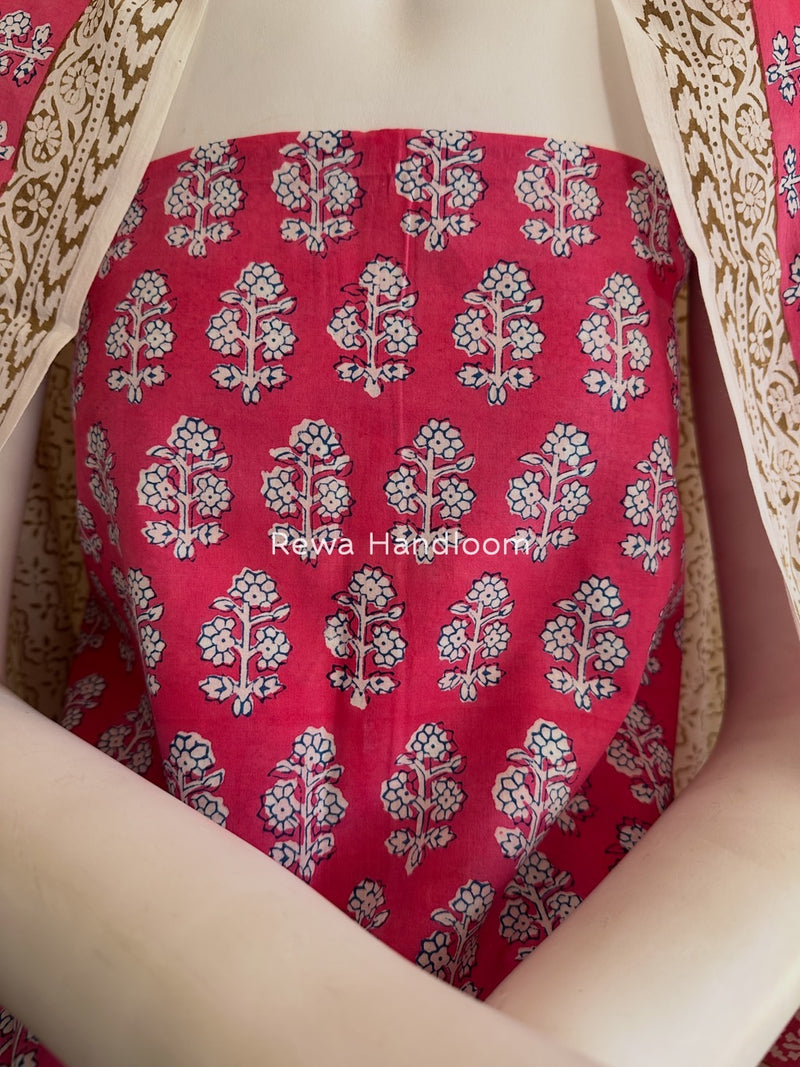 Pink-White Indigo Bagh Print Suit BCI063