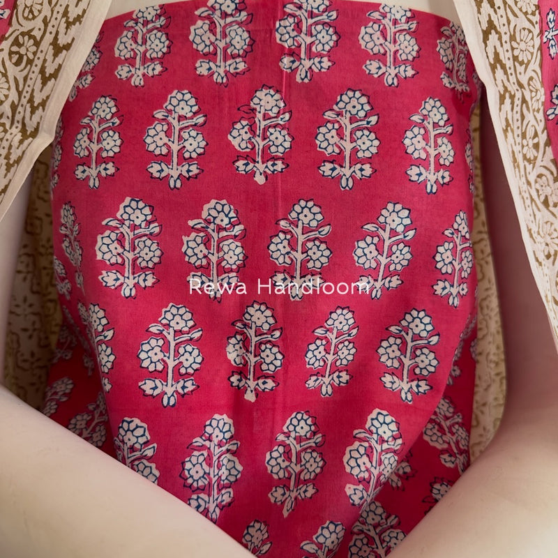 Pink-White Indigo Bagh Print Suit BCI063