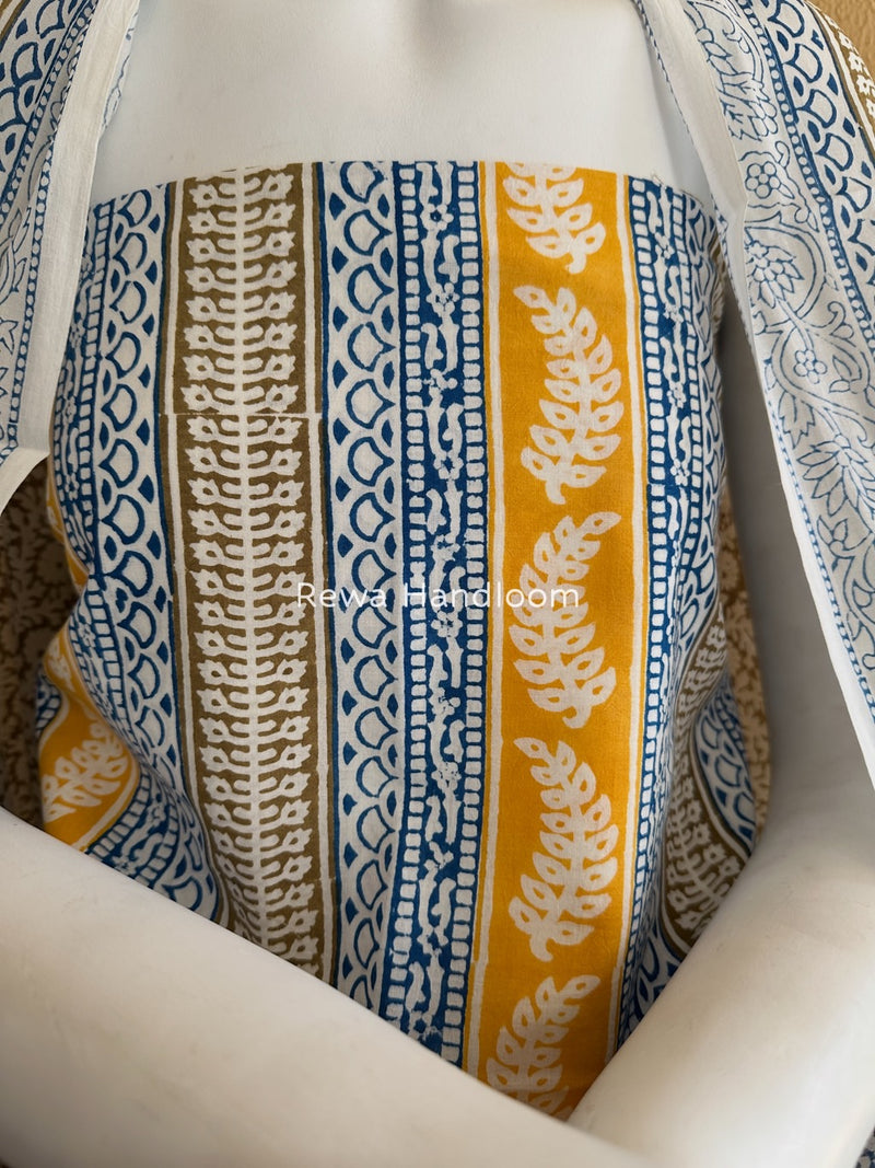 Yellow-Grey Indigo Bagh Print Suit BCI062