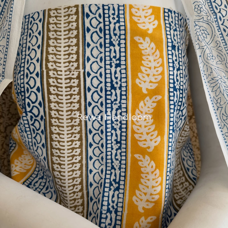 Yellow-Grey Indigo Bagh Print Suit BCI062
