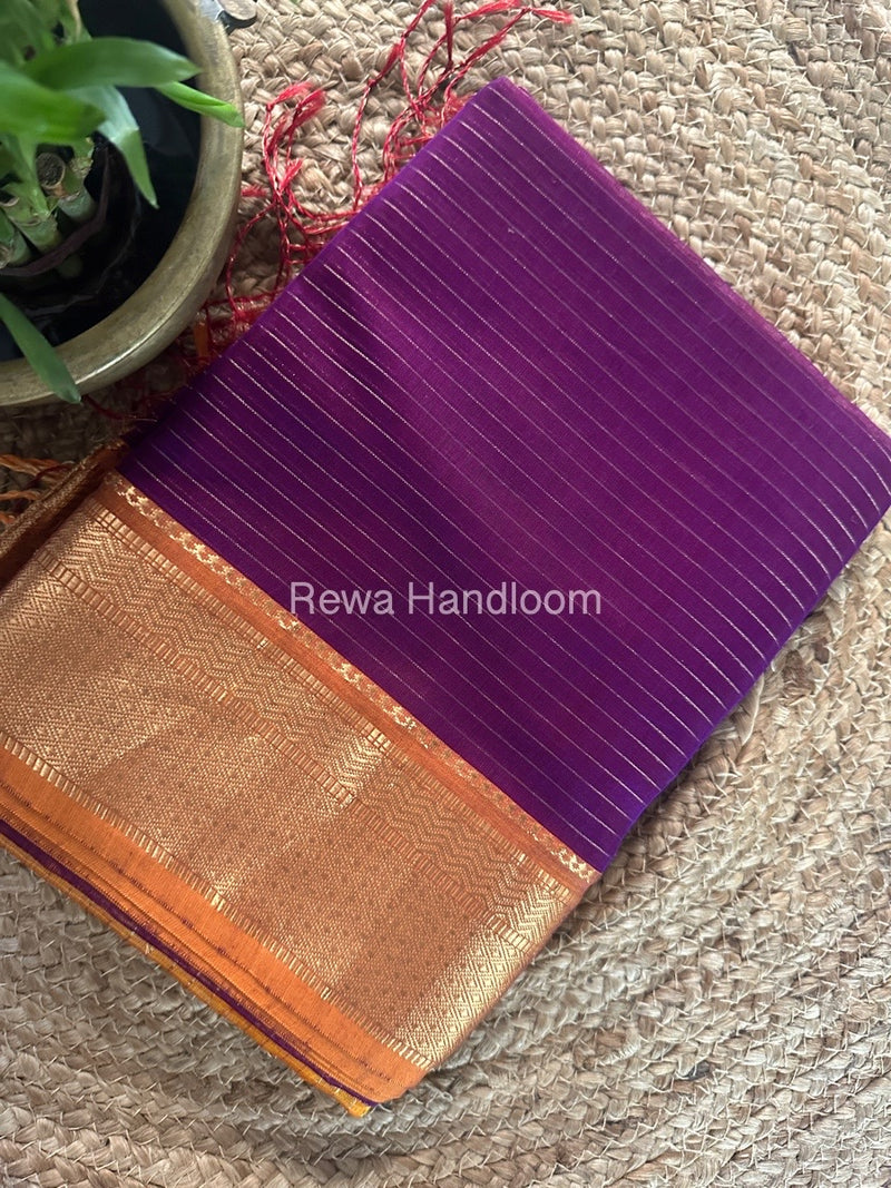 Maheshwari Purple Zari Linning Saree GL077
