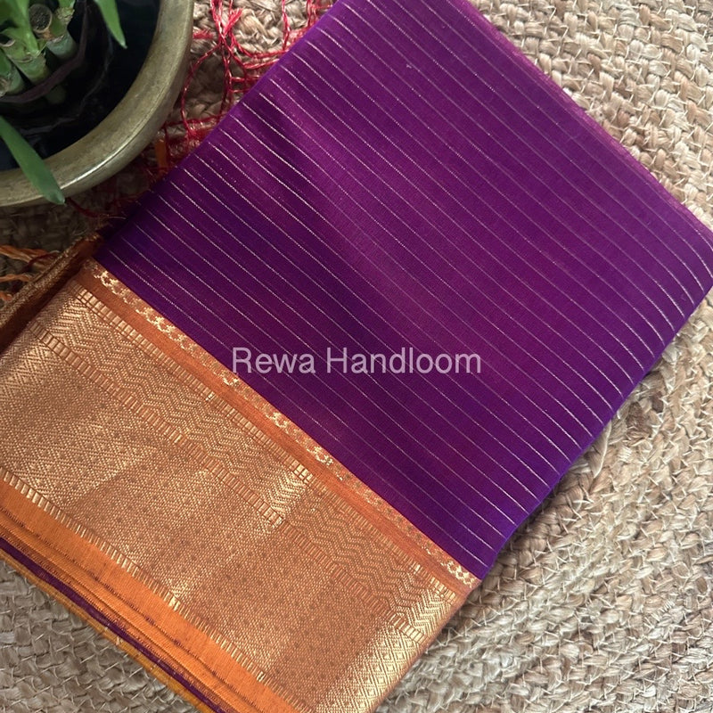 Maheshwari Purple Zari Linning Saree GL077