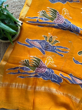 Maheshwari Yellow Batik Indonesian Print Saree IBS08