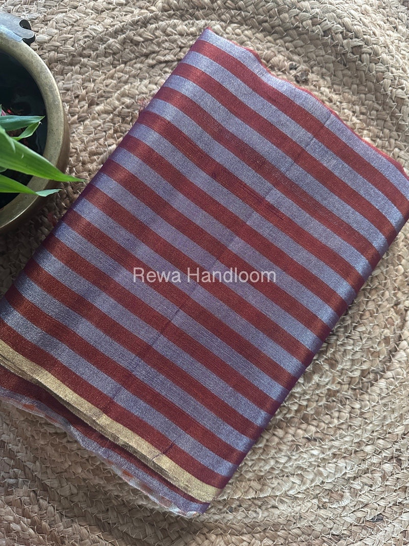 Exclusive Maheshwari Maroon Tissue Silk Saree TLS01