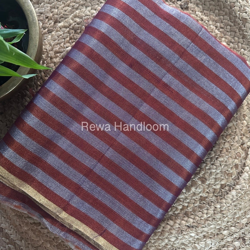 Exclusive Maheshwari Maroon Tissue Silk Saree TLS01