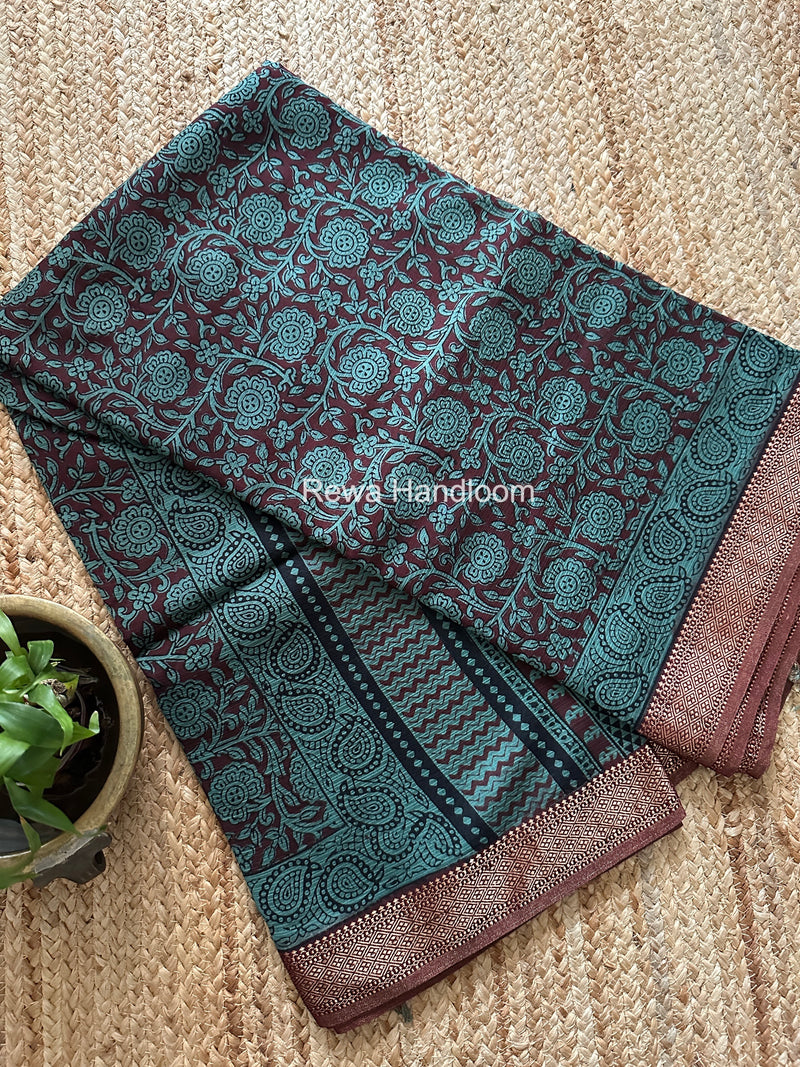 Maheshwari Bagh Print Small Border Saree