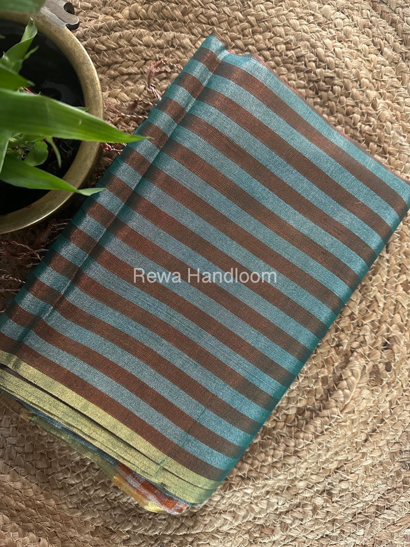 Exclusive Maheshwari Green Tissue Silk Saree TLS02