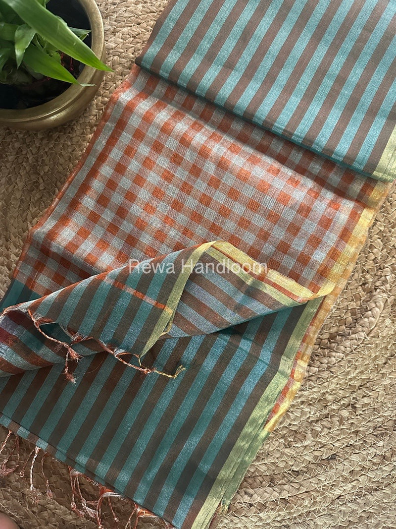 Exclusive Maheshwari Green Tissue Silk Saree TLS02