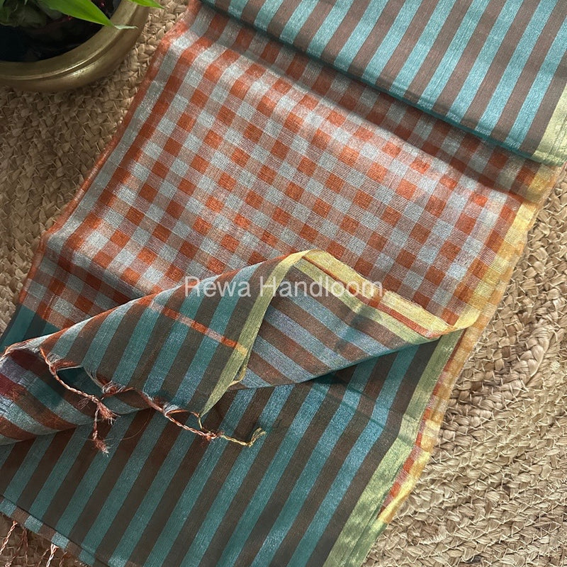 Exclusive Maheshwari Green Tissue Silk Saree TLS02