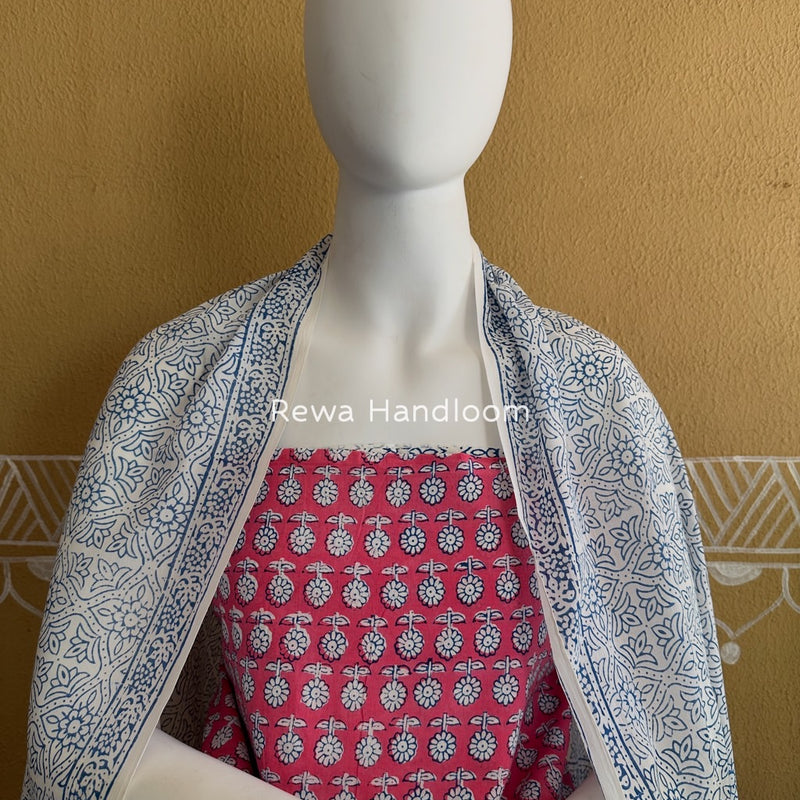 Pink-Blue Indigo Bagh Print Suit BCI080