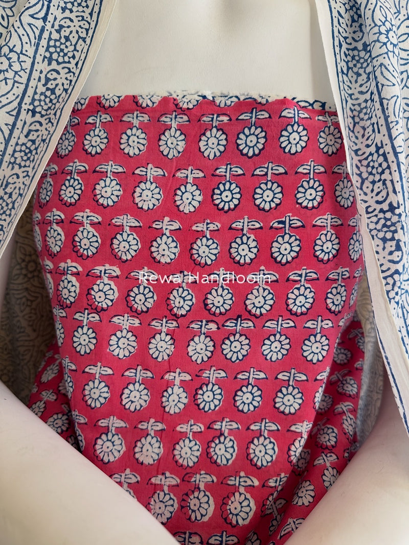 Pink-Blue Indigo Bagh Print Suit BCI080