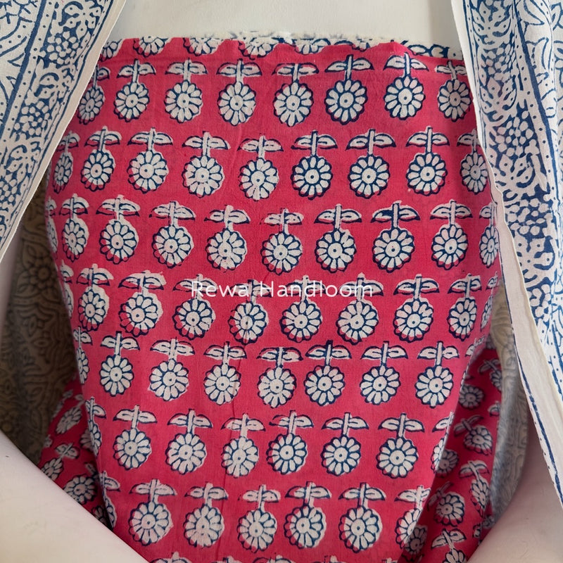 Pink-Blue Indigo Bagh Print Suit BCI080