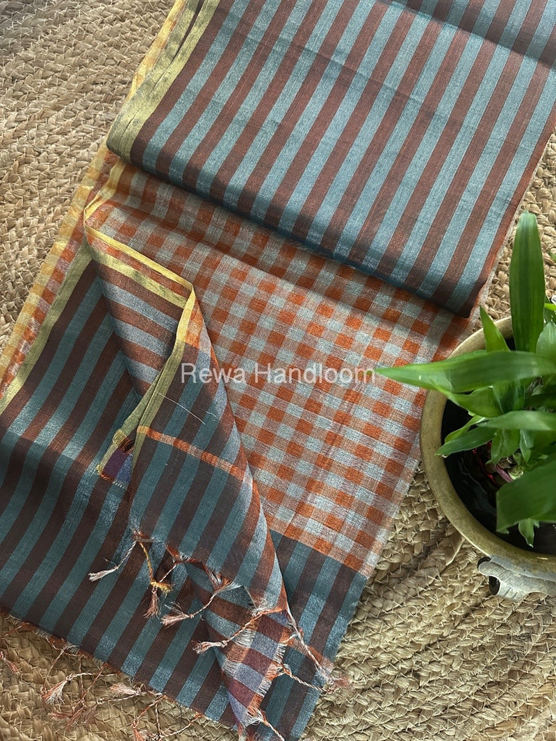 Exclusive Maheshwari Green Tissue Silk Saree TLS07