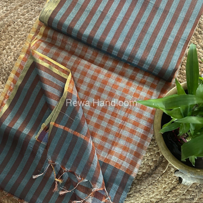 Exclusive Maheshwari Green Tissue Silk Saree TLS07