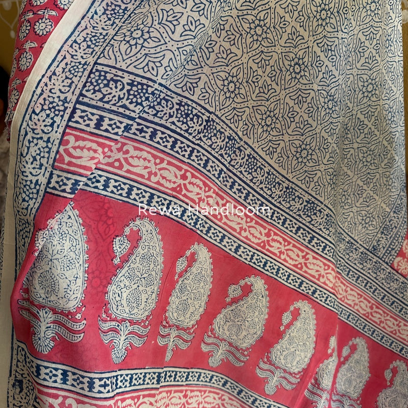 Pink-Blue Indigo Bagh Print Suit BCI080