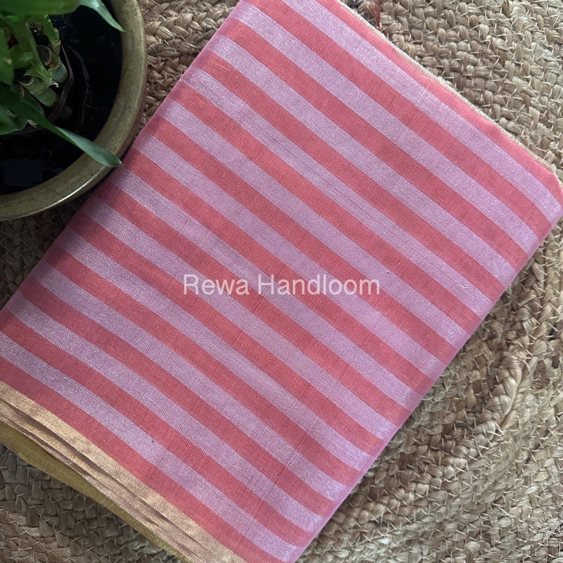 Exclusive Maheshwari Baby Pink Tissue Silk Saree TLS03