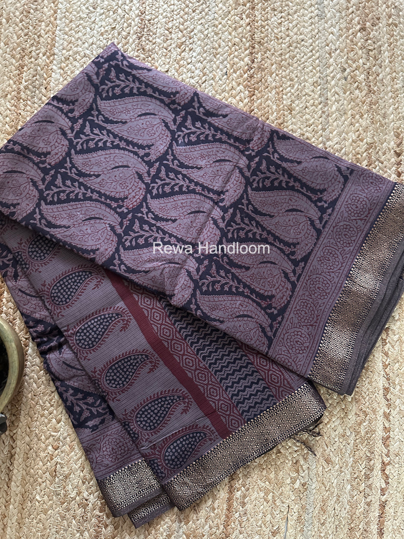 Maheshwari Bagh Print Small Border Saree