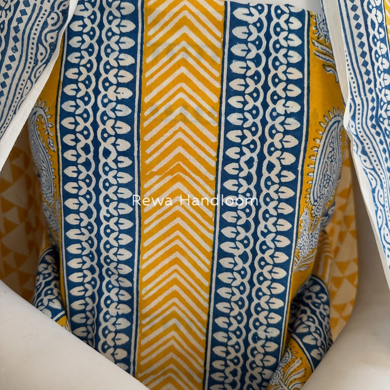 Blue-yellow Indigo Bagh Print Suit BCI074