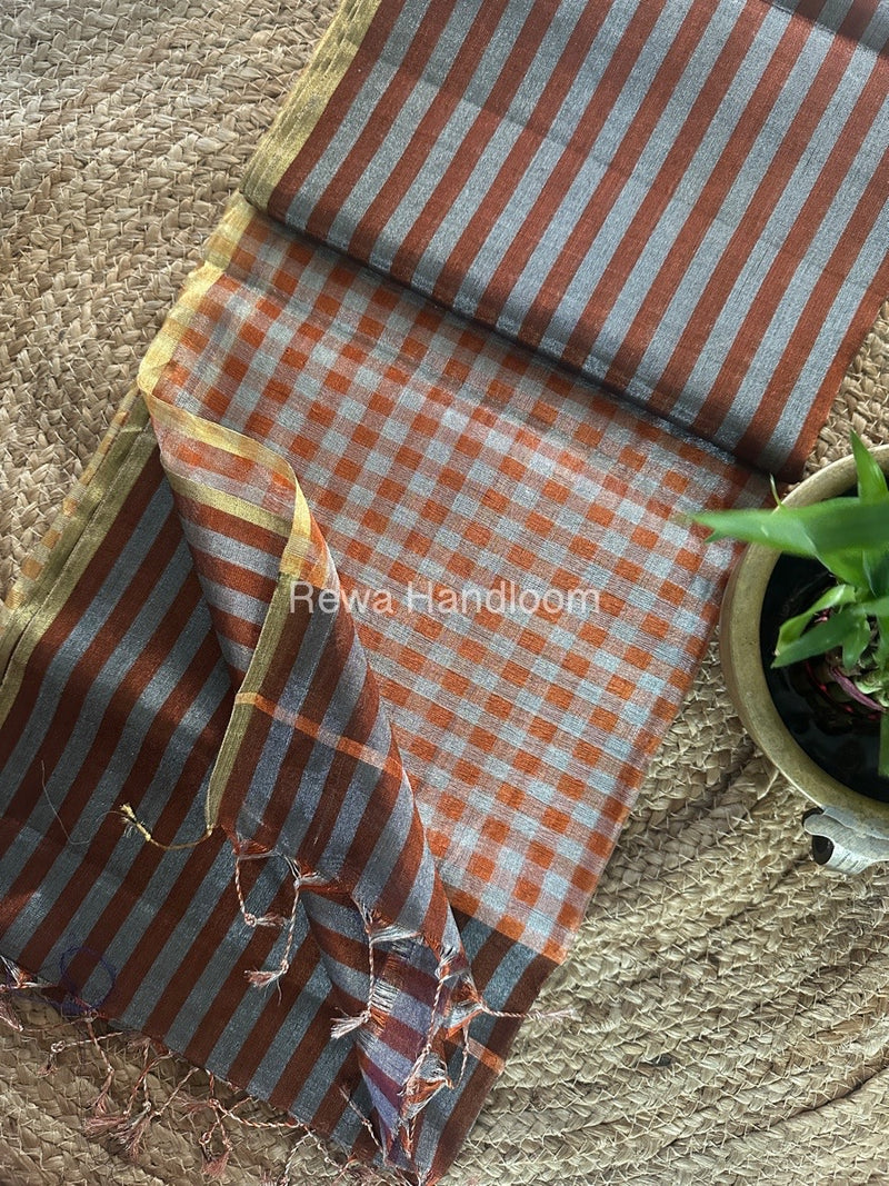 Exclusive Maheshwari Purple Tissue Silk Saree TLS05