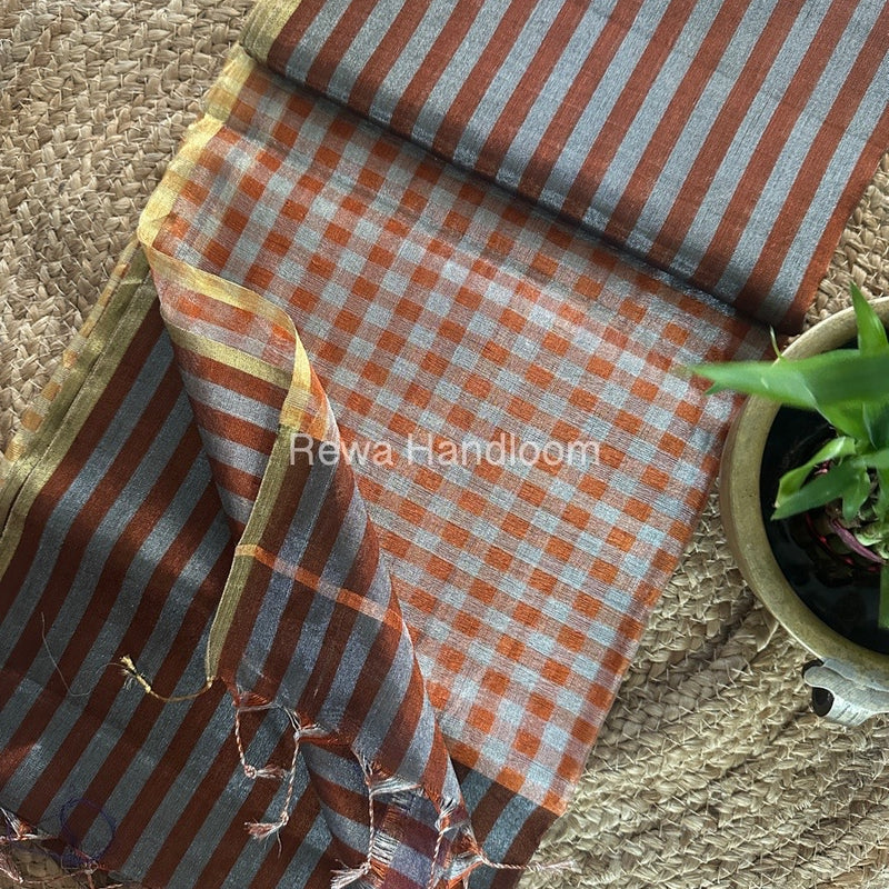 Exclusive Maheshwari Purple Tissue Silk Saree TLS05