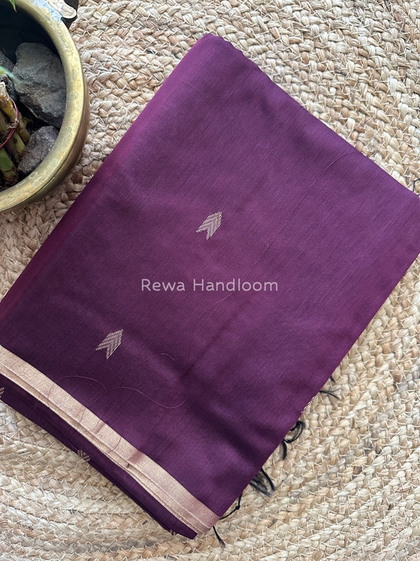 Wine Zari Butti Maheshwari Saree VBS029