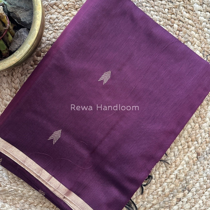 Wine Zari Butti Maheshwari Saree VBS029