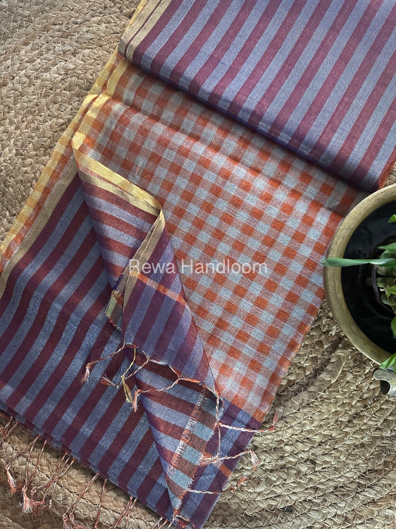 Exclusive Maheshwari Purple Tissue Silk Saree TLS05