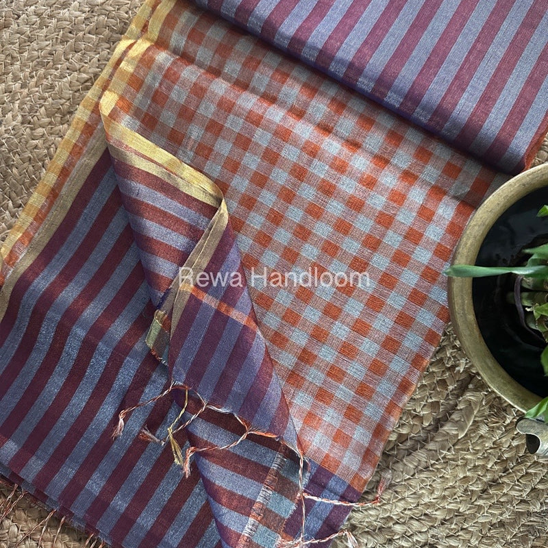 Exclusive Maheshwari Purple Tissue Silk Saree TLS05