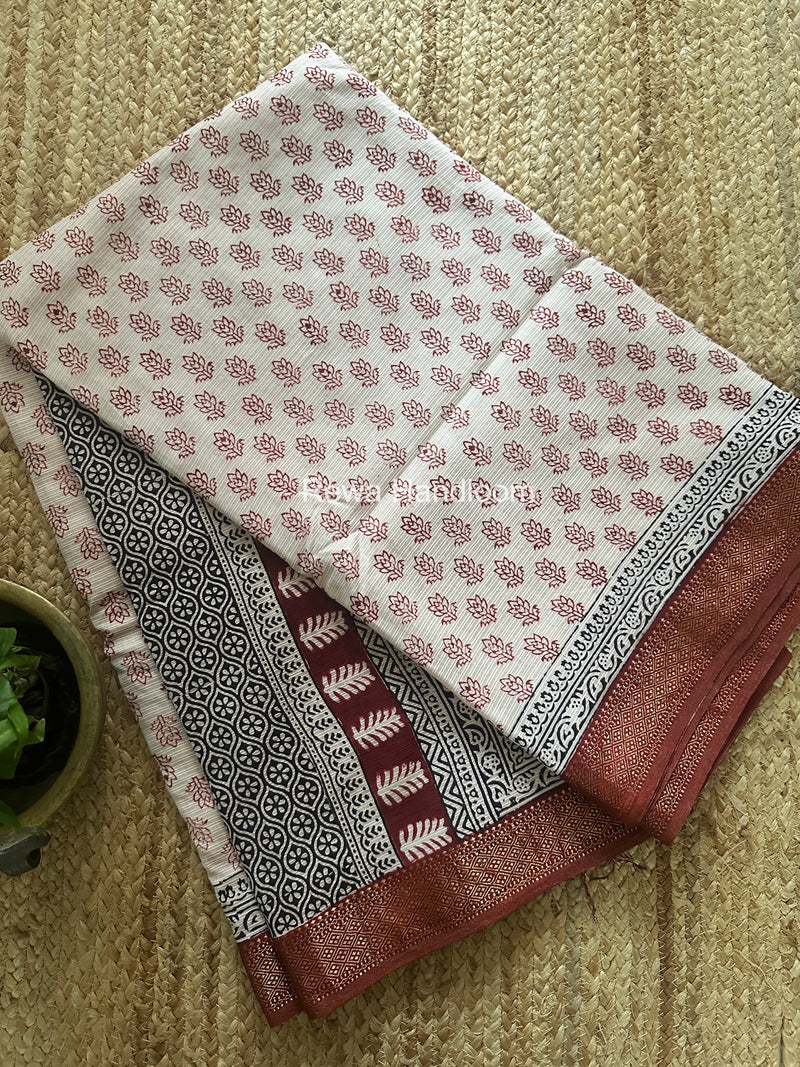Maheshwari Bagh Print Small Border Saree