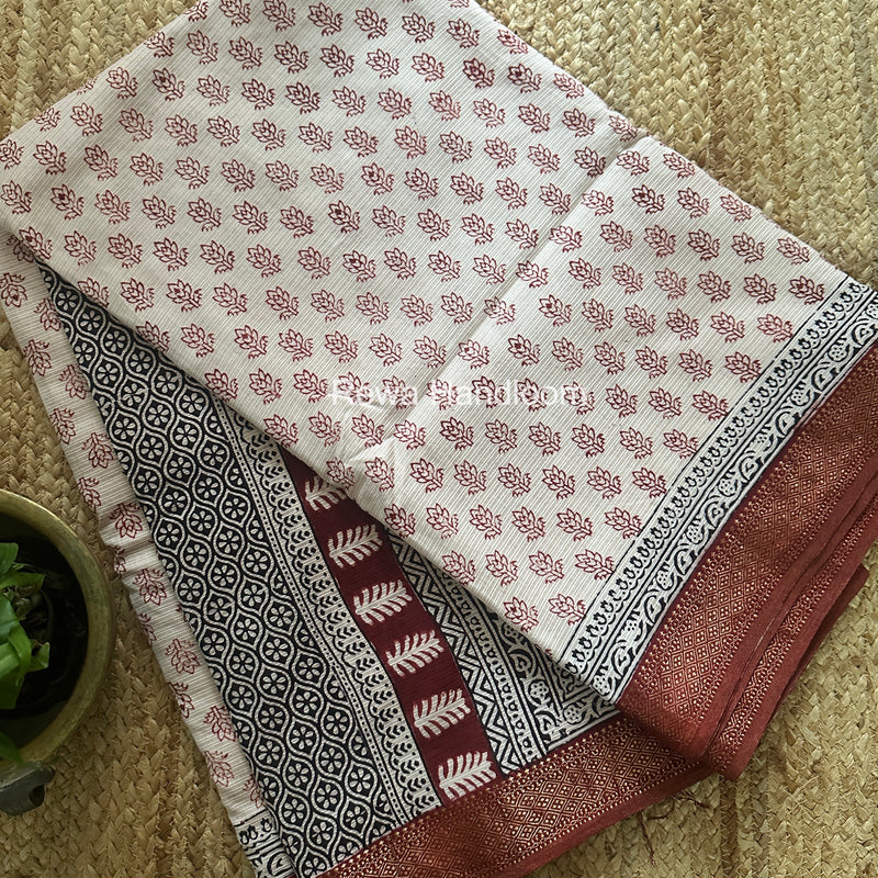 Maheshwari Bagh Print Small Border Saree