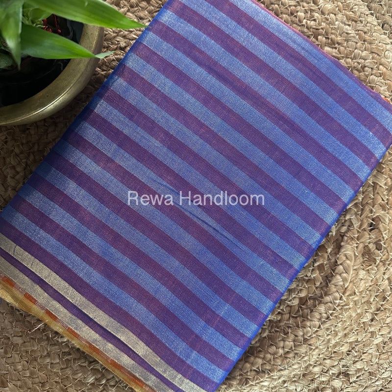 Exclusive Maheshwari Blue Tissue Silk Saree TLS06