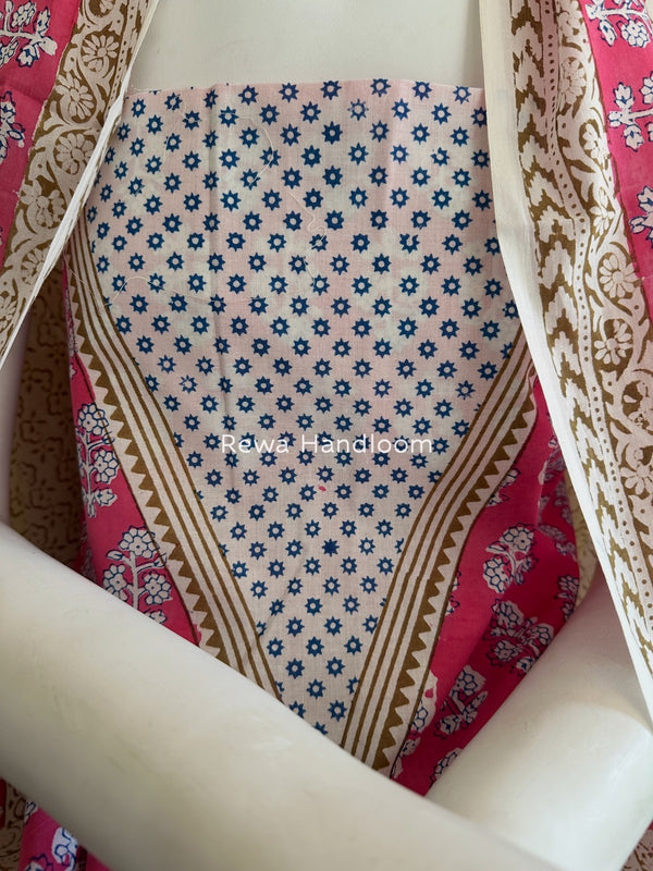 Pink-White Indigo Bagh Print Suit BCI085