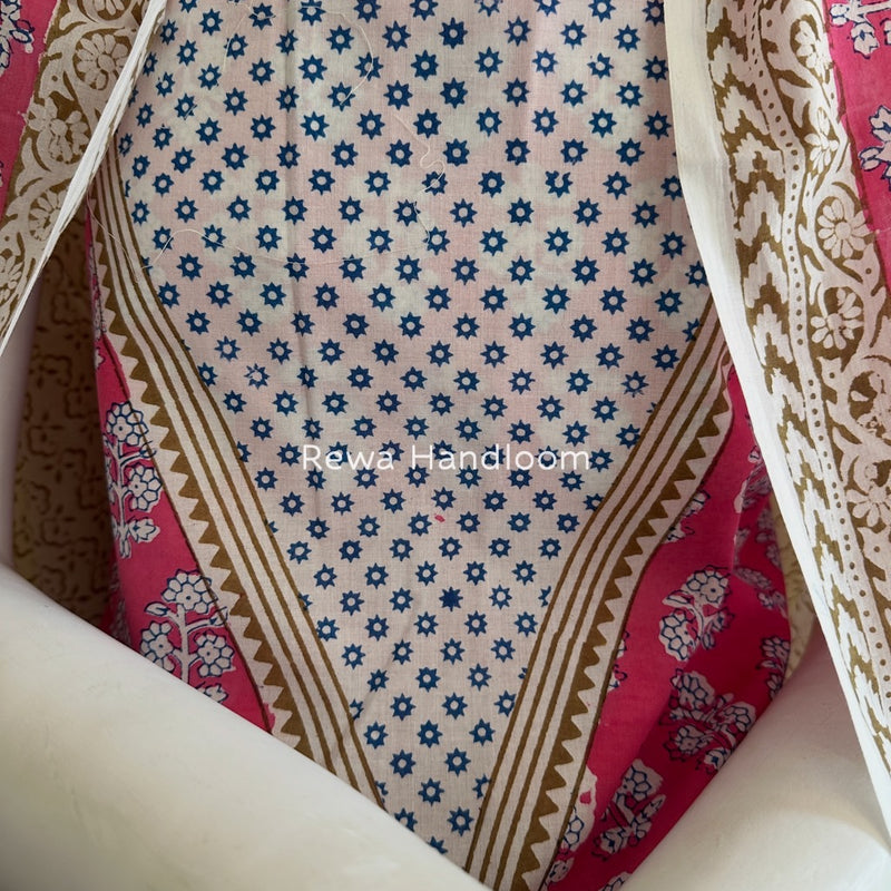 Pink-White Indigo Bagh Print Suit BCI085