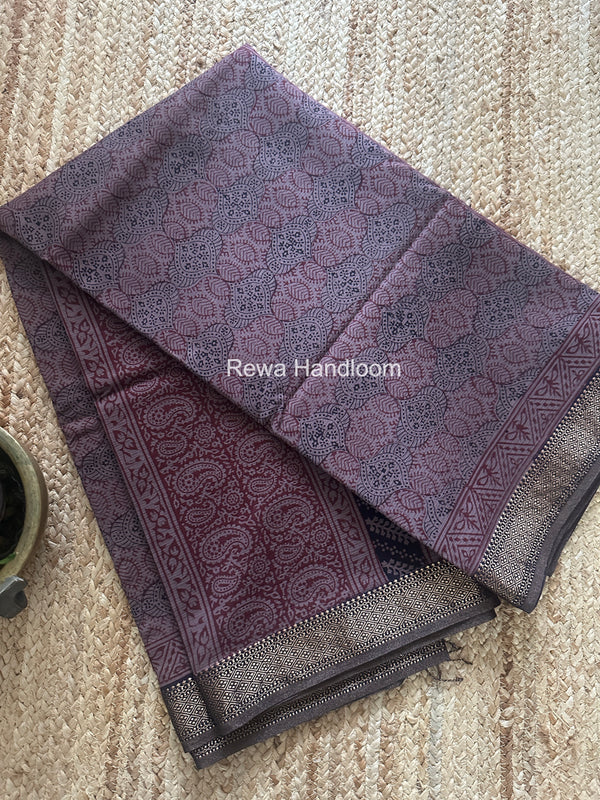 Maheshwari Bagh Print Small Border Saree