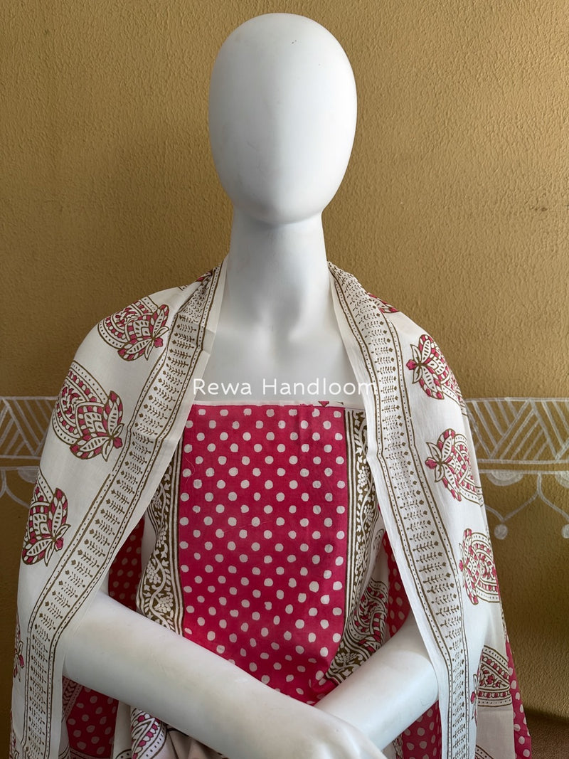 White-Pink Indigo Bagh Print Suit BCI073