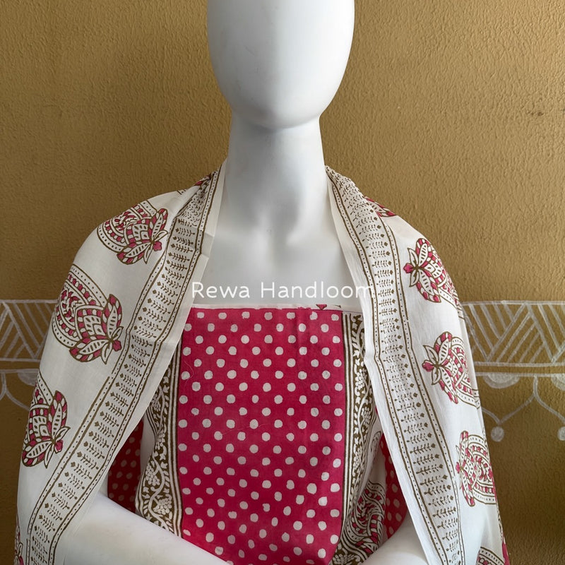 White-Pink Indigo Bagh Print Suit BCI073