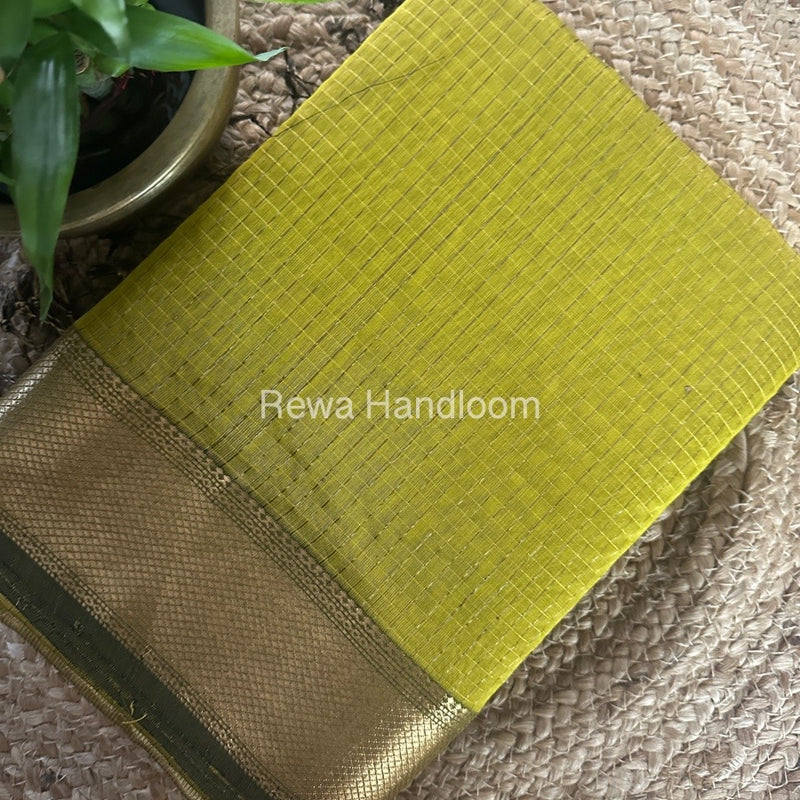 Maheshwari Mehendi Green Zari Checks Saree ZCHX324