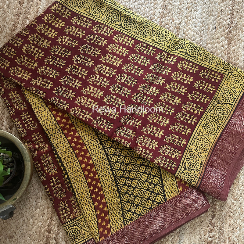 Maheshwari Bagh Print Small Border Saree